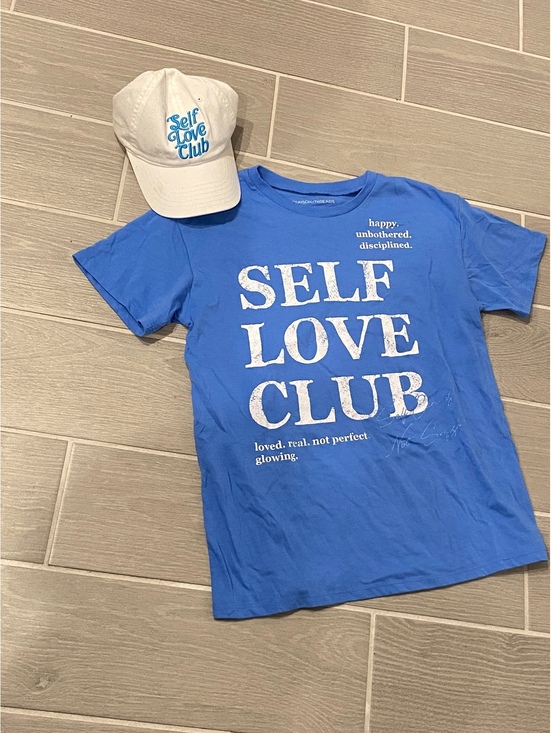Tops - Self Love Club Blue T-Shirt and White Cap Set